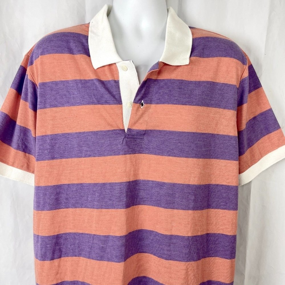 Alternate Earth Ugly Muted Striped XXL Short Sleeve Polo Shirt 2XL Mens Nord NWT